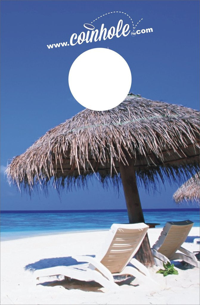 Beach Scene Coinhole Game Board