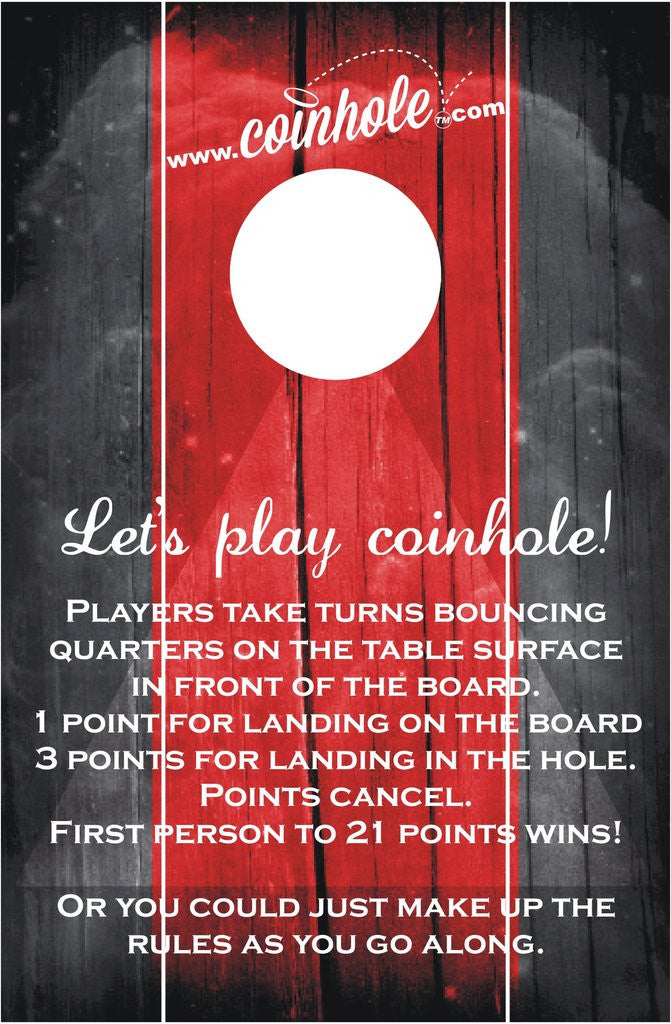 Red And Black With Rules Official Coinhole Game Board